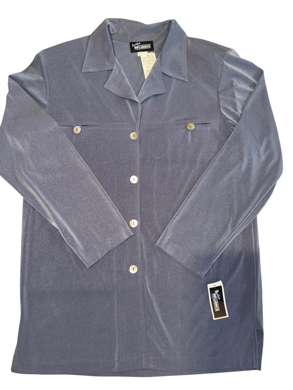 Vintage Positive Influence Gray Jacket Dress 16 MOP Buttons Structured Style - Picture 2 of 6